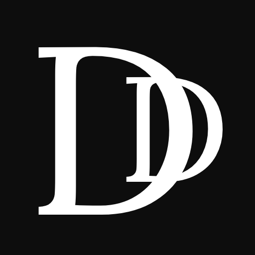 A stylized letter "D" on a black background. The letter has a modern and bold design, with a serif added to the top left of the vertical line, giving it a classic yet contemporary appearance.